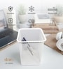 Ecru White Square Metal Mesh Pen Stand