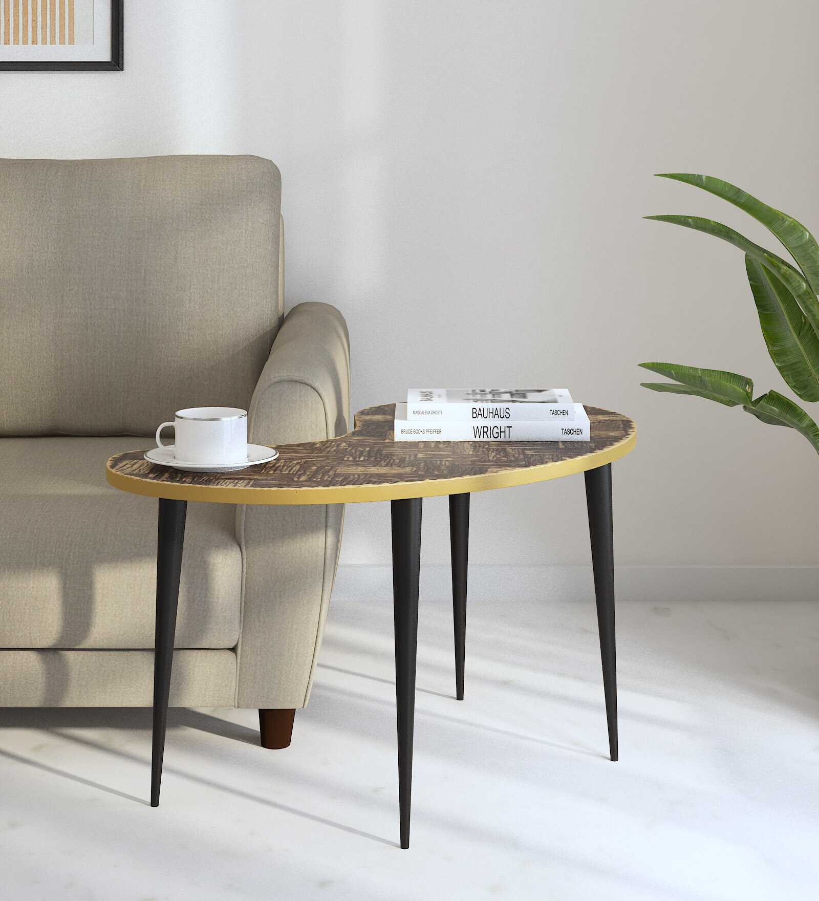Edda Metal End Table In Natural Finish