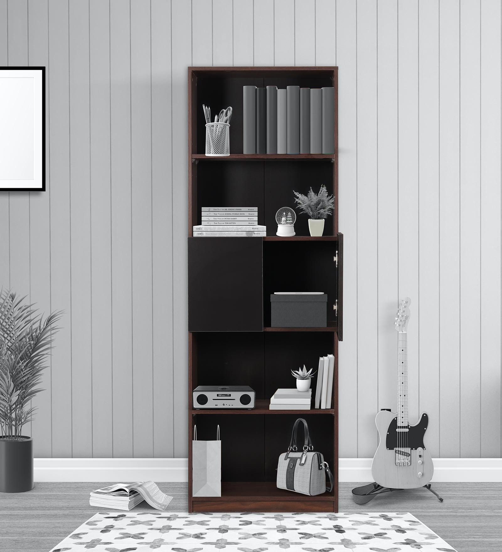Eden Book shelf in Walnut & Teak Finish