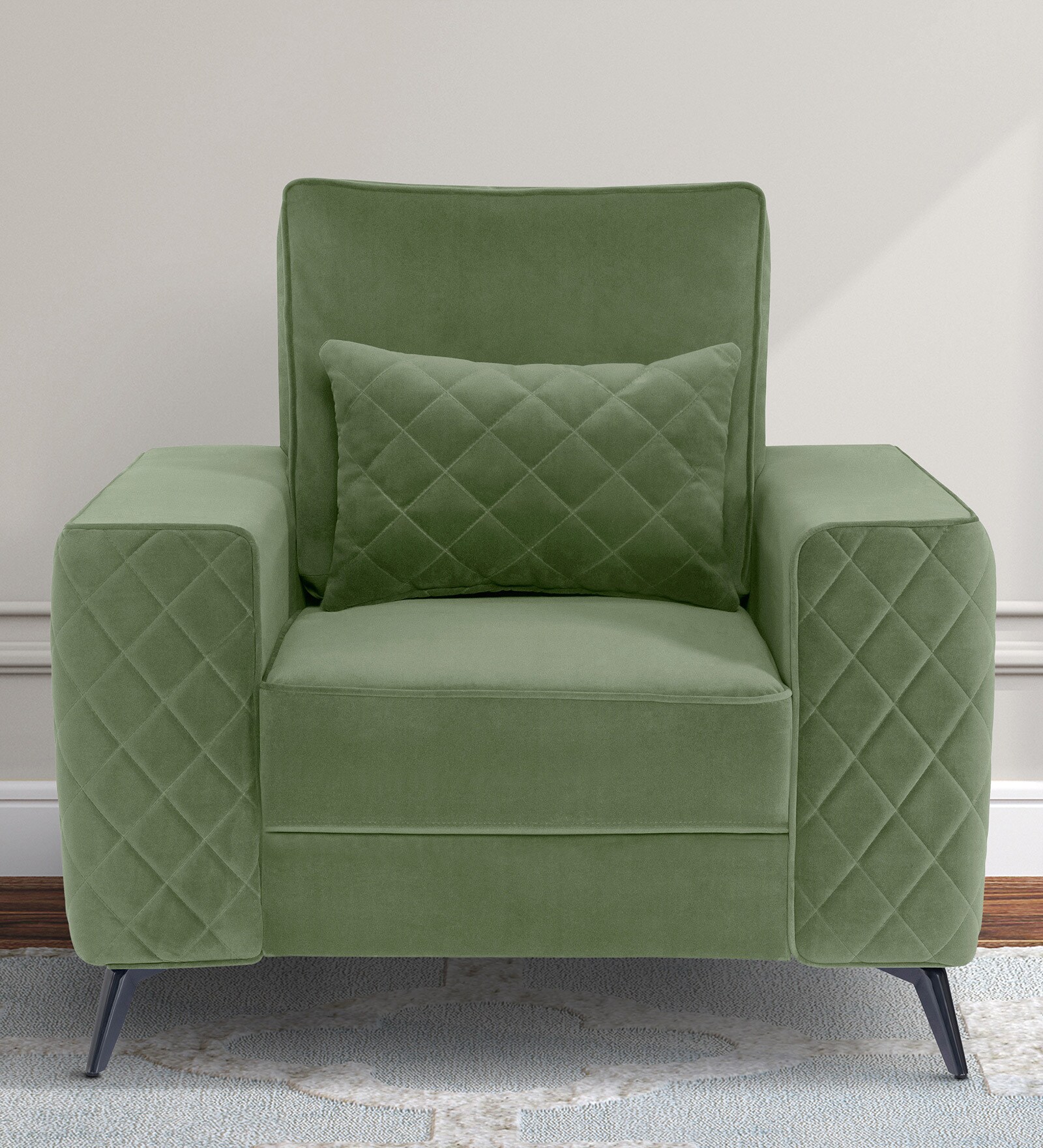 Eden Fabric 1 Seater Sofa In Jade Green Colour
