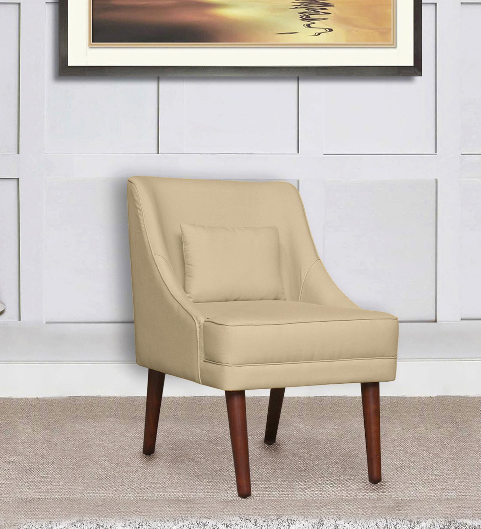 Edinburg Slipper Chair In Beige Colour