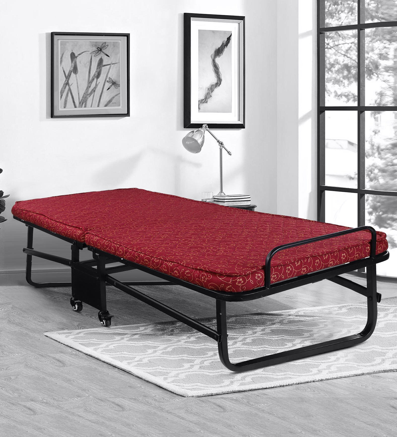 Buy Edison Folding Bed with Mattress in Black Finish by Aura Online