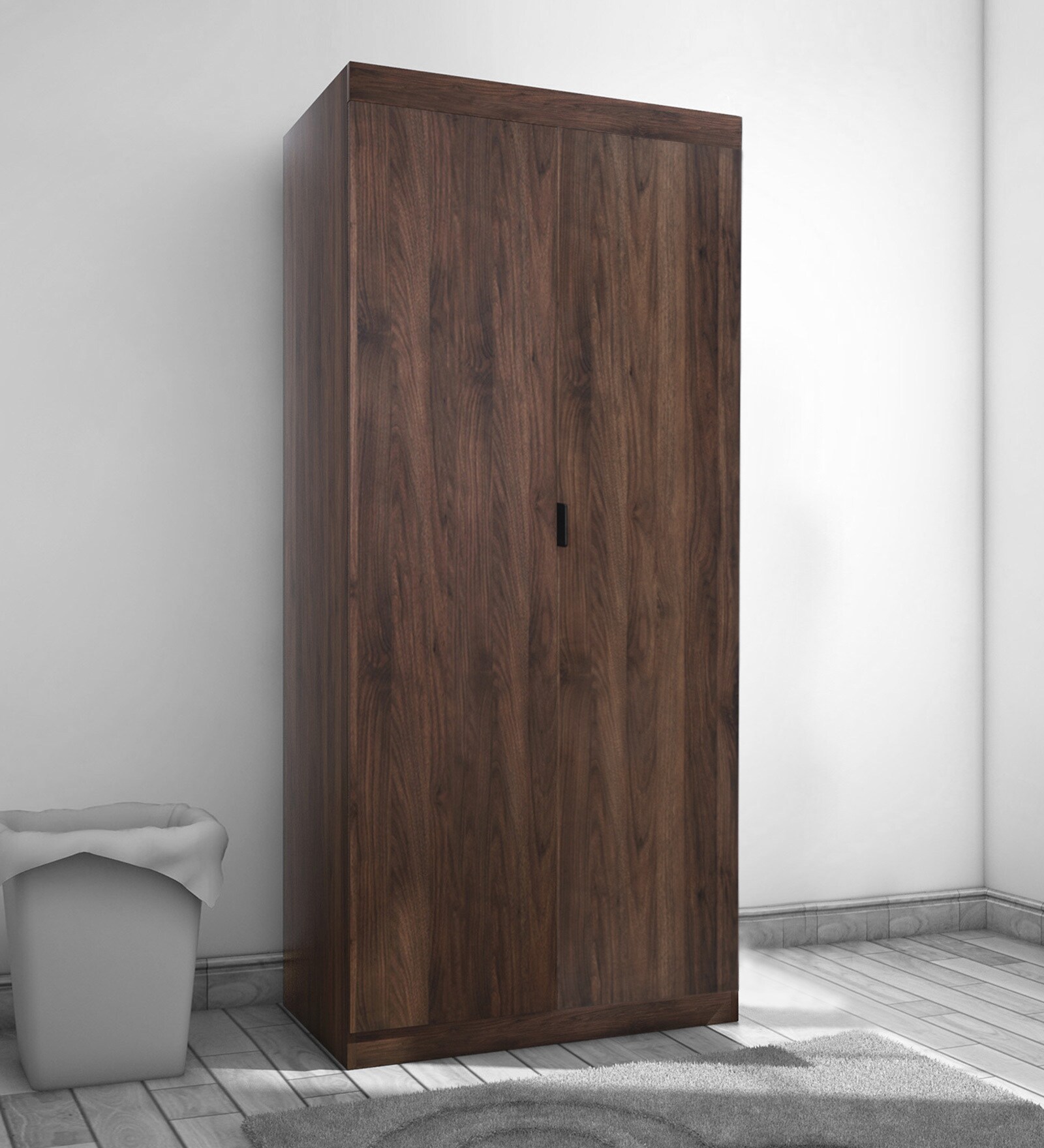 Edward 2 Door Wardrobe in Walnut Finish Edward 2 Door Wardrobe in Walnut Finish