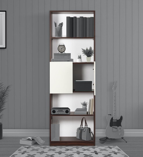 Eden Book Shelf in Walnut & White Finish