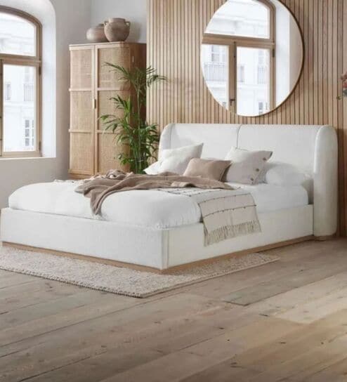 Eden Boucle King Sized Bed in White Colour