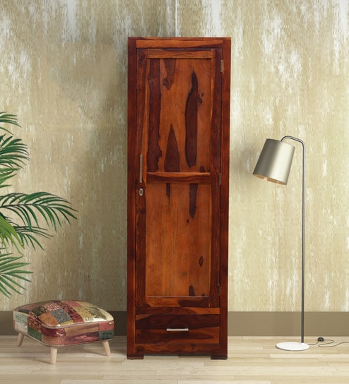 Buy Edgar Solid Wood 1 Door Wardrobe In Honey Oak Finish By