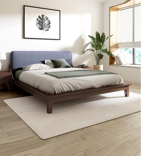 Edmund Solid Wood King Size Bed In Brown Colour