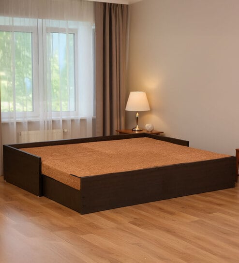 Edo Pull-Out Sofa Cum Bed in Wenge Finish with Storage