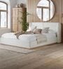 Eden Boucle Queen Size Bed with Hydraulic Storage in White Colour