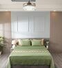 Eden Green 300TC 100% Cotton Solid Flat Embroidered Super King Bedsheet With 2 Pillow Covers