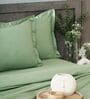 Green 400TC 100% Cotton Solid Flat Super King Bedsheet With 2 Pillow Covers