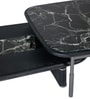 Edison Metal Nesting Coffee Table Set in Black Finish with Black Marble Top 