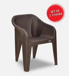 Eeezygo Plastic Chair in Season Rust Brown , Set of 2