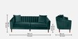Effervescent Velvet 3 Seater Sofa in Green Colour