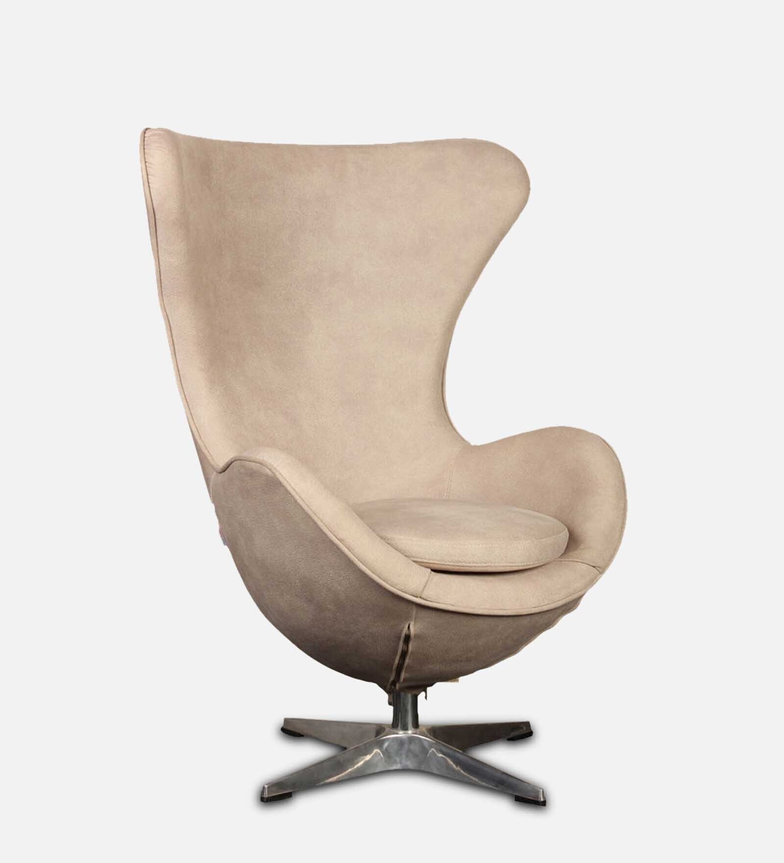 Egg Fabric Lounge Chair in Beige Colour