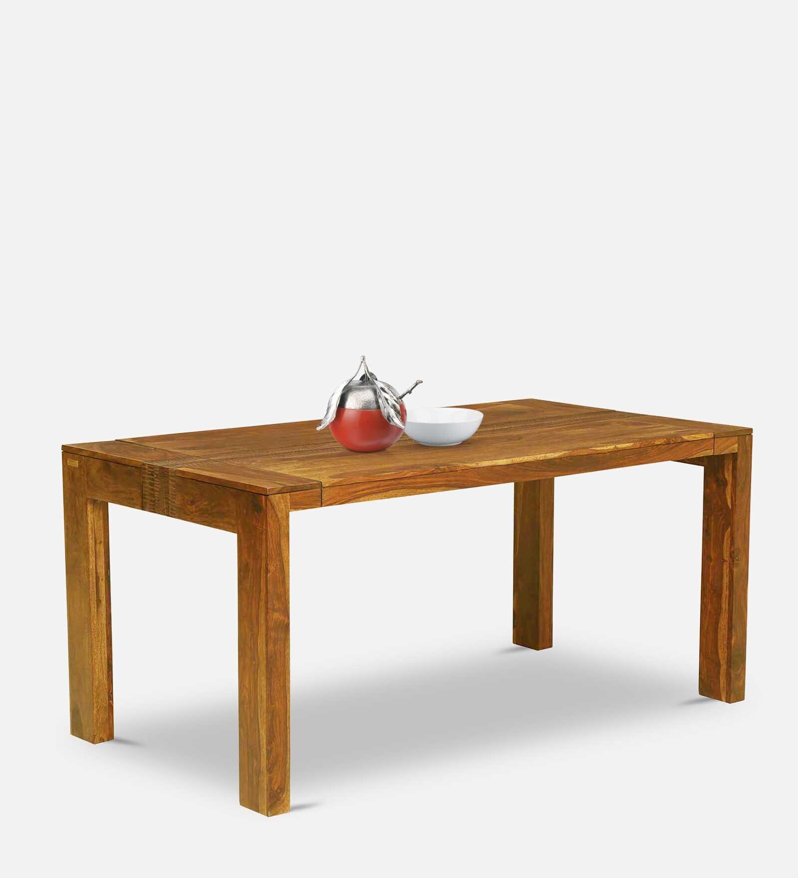 Buy Egypt Sheesham Wood 6 Seater Dining Table in Rustic Teak Finish at