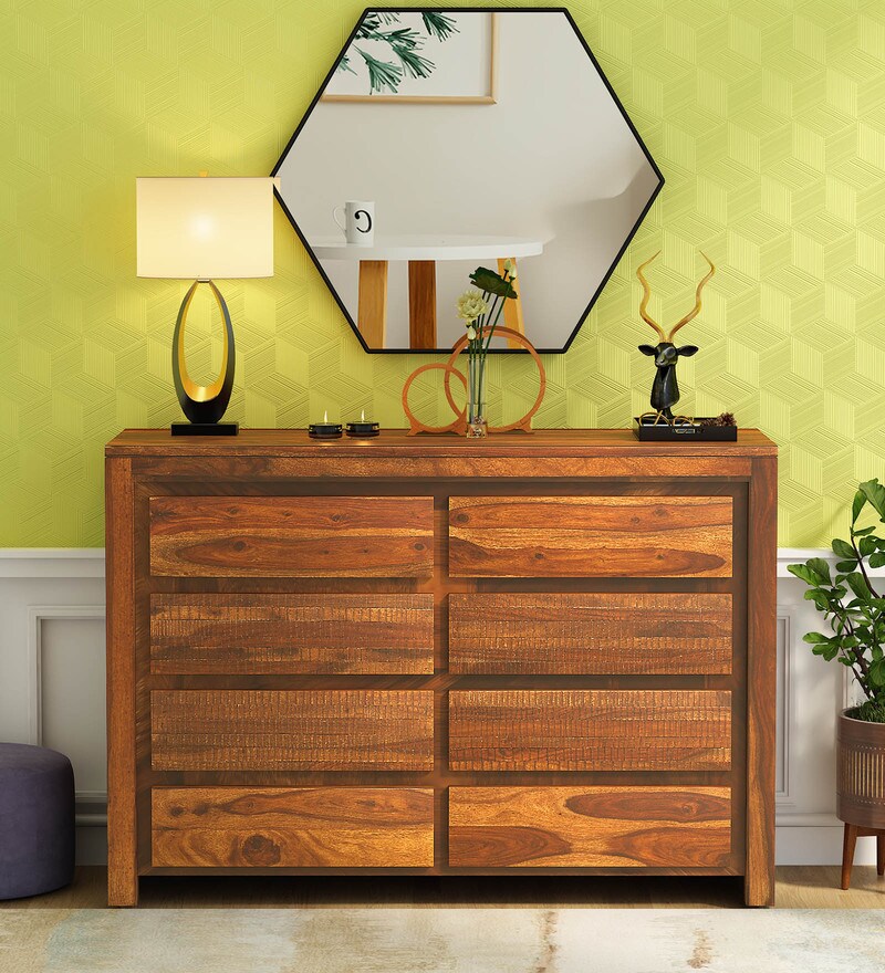 Buy Egypt Solid Wood Chest of Drawers in Rustic Teak Finish By