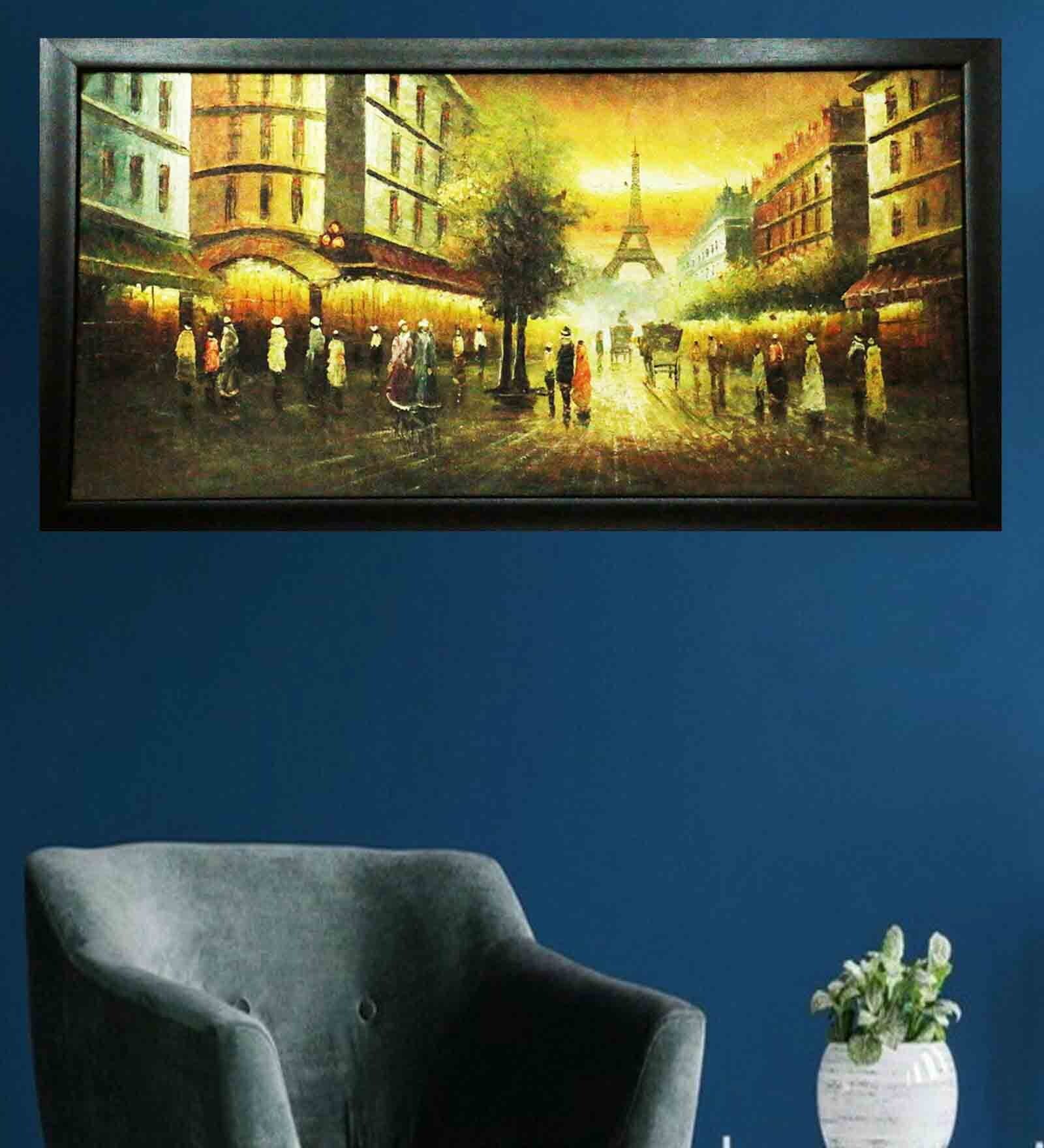 Eiffel Tower Paris Landscape Handmade Oil Painting On Canvas Framed