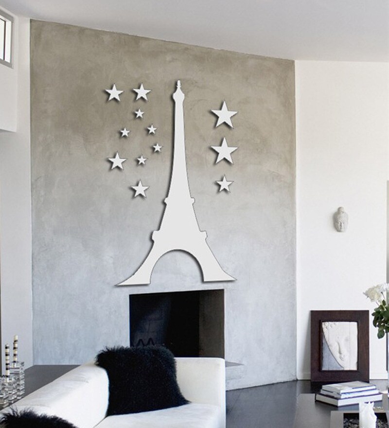 Buy Decor Eiffel Tower at Night Decorative Acrylic Wall Mirror Sticker Online Mirror