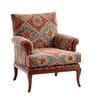 Eira Geometric Pattern Teak Wood Arm Chair With Suede Fabric