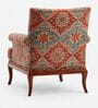 Eira Geometric Pattern Teak Wood Arm Chair With Suede Fabric