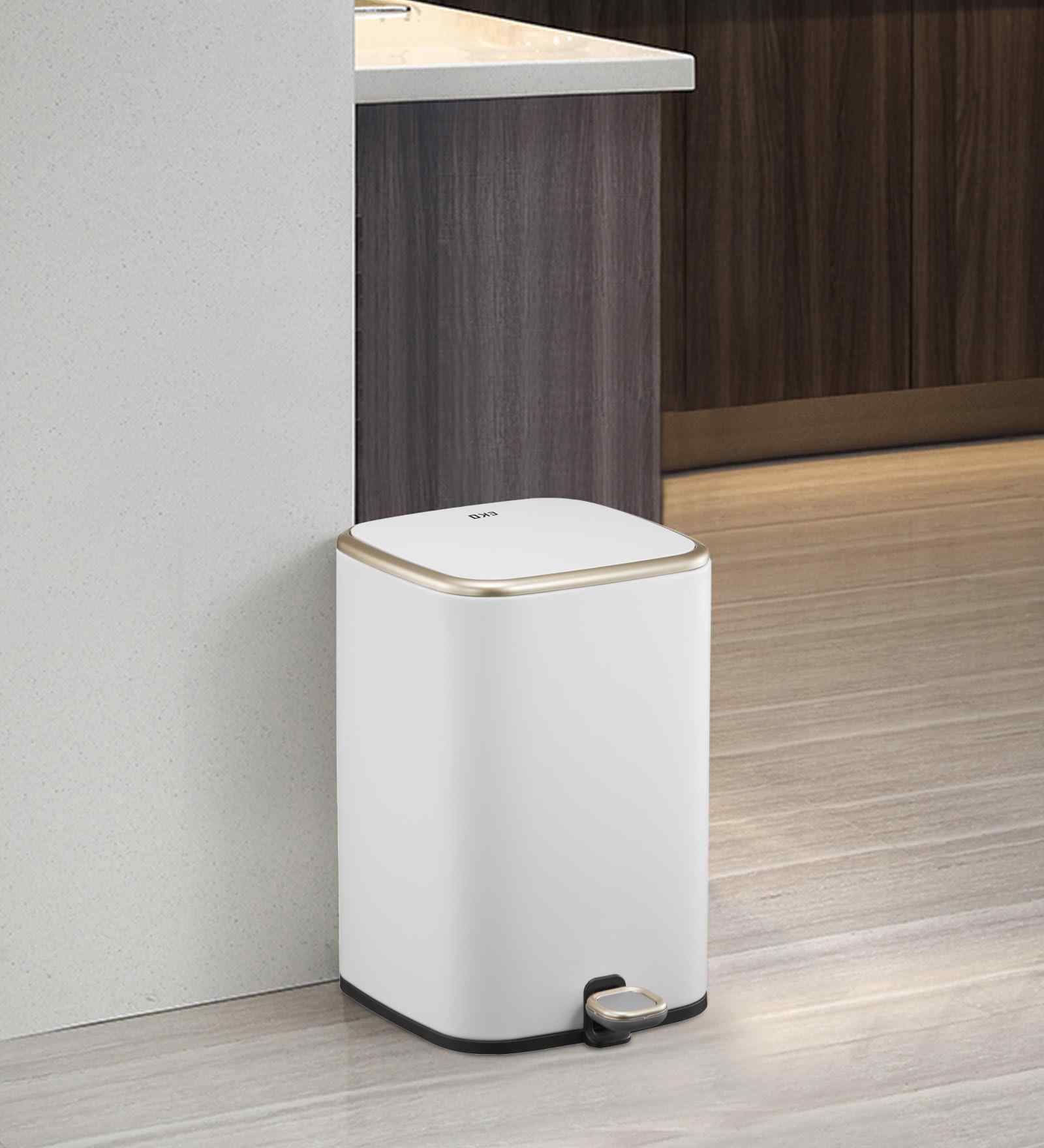 Eko 9333 6 ltrs Cubo Fingerprint Resistant White Steel Step Bin