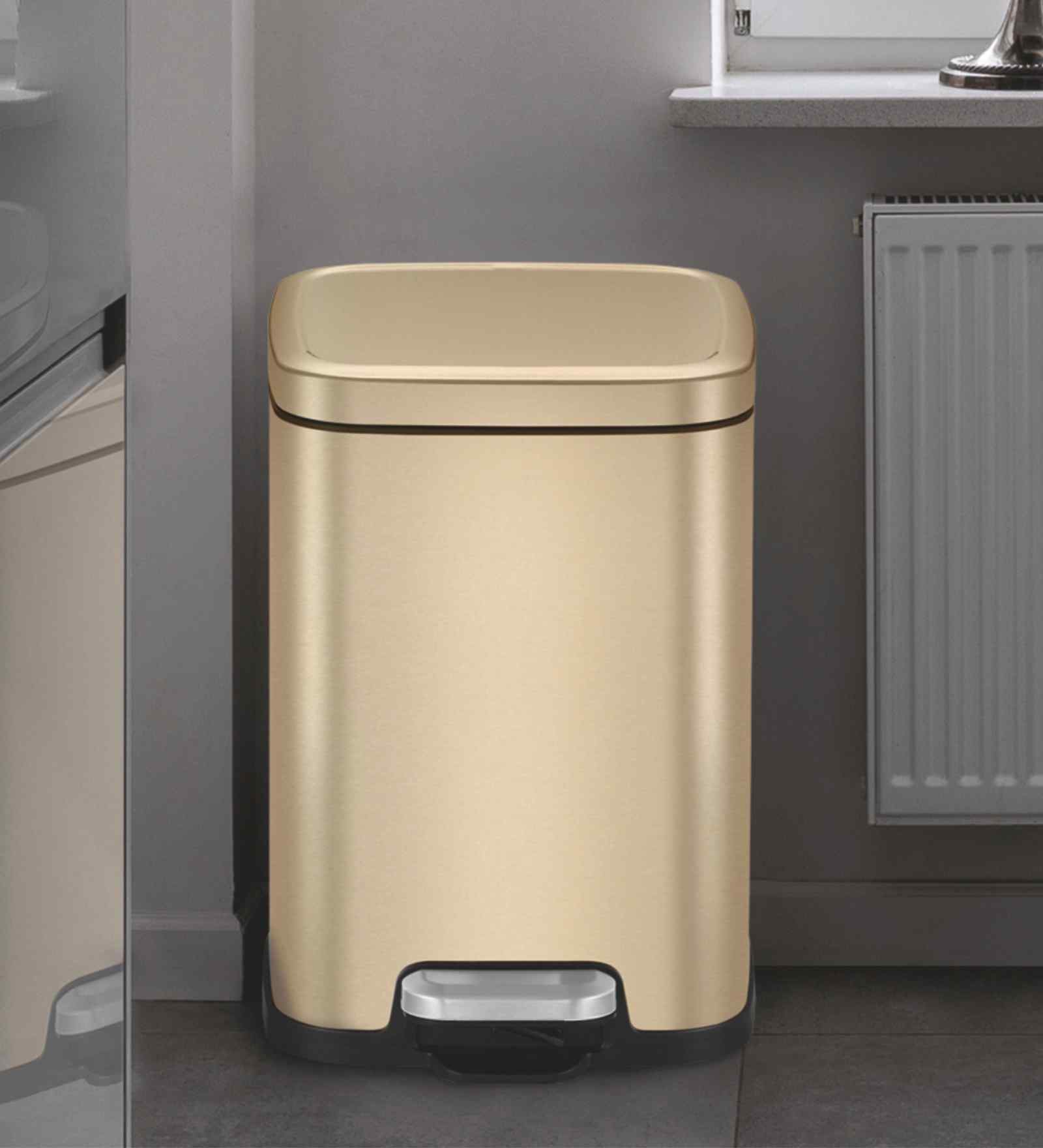 Eko Soft-Close Bathroom Trash Can 6L Stainless Steel Pedal Bin With Lid & Liner