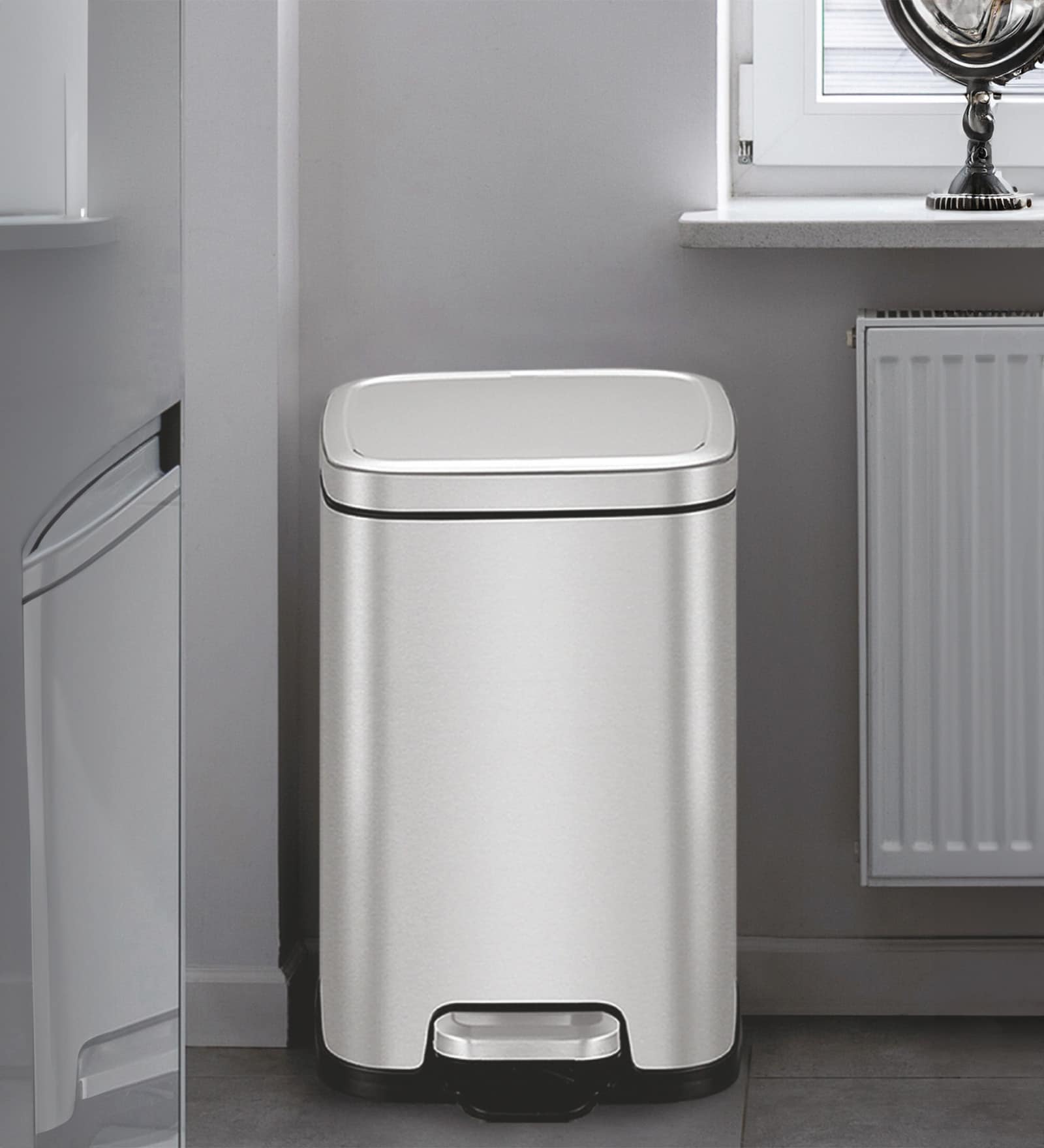 Eko Soft-Close Bathroom Trash Can 6L Stainless Steel Pedal Bin With Lid & Liner