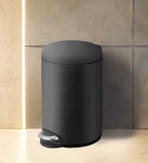 Eko 5L Bathroom Trash Can With Lid- Black