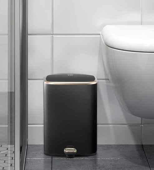 Eko 9333 6 ltrs Cubo Fingerprint Resistant  Black Steel Step Bin
