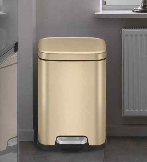 Eko Soft-Close Bathroom Trash Can 6L Stainless Steel Pedal Bin With Lid & Liner