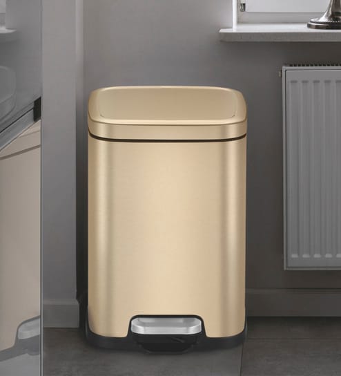 Eko Soft-Close Bathroom Trash Can 6L Stainless Steel Pedal Bin With Lid & Liner