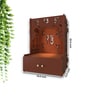 Ek-onkar Holy Symbol Brown Wooden Wall Temple for Home With Inbuilt focus Lights & Spacious Shelf
