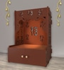 Brown Finish Ek-onkar Holy Symbol Floor Temple with Spacious Wooden Shelf & Inbuilt Focus Light