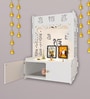Ek-onkar Holy Symbol White Wooden Wall Temple for Home With Inbuilt focus Lights & Spacious Shelf