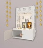 Ek-onkar Holy Symbol White Wooden Wall Temple for Home With Inbuilt focus Lights & Spacious Shelf