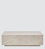 Ekara Sleek Marble Wooden Coffee Table with Stone-Look Finish and Hidden Base Design in Ceramic Colour