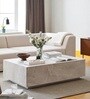 Ekara Sleek Marble Wooden Coffee Table with Stone-Look Finish and Hidden Base Design in Ceramic Colour