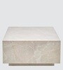Ekara Sleek Marble Wooden Coffee Table with Stone-Look Finish and Hidden Base Design in Ceramic Colour