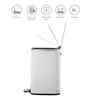 Eko 9333 6 ltrs Cubo Fingerprint Resistant White Steel Step Bin