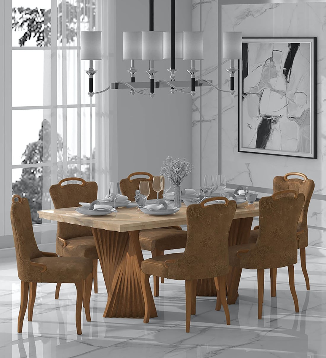 Durian marble top dining table new arrivals