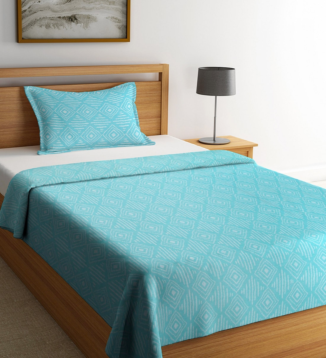 Buy Cotton 240 TC Single Bed Cover with 1 Pillow Cover by Neudis Online