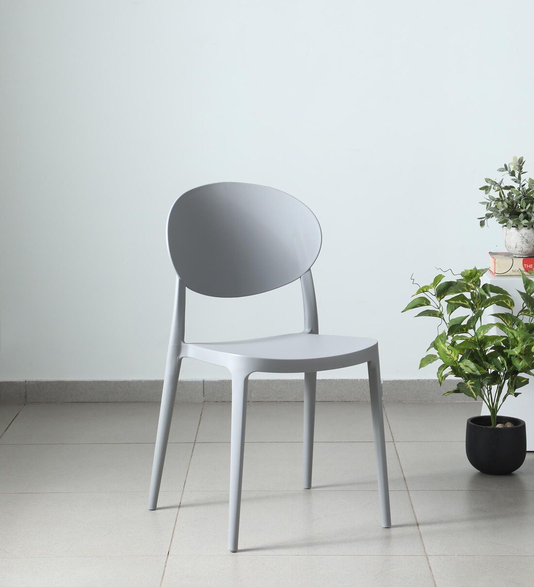 Buy Elegant Fiber Cafe Chair in Grey Colour at 20 OFF by Pansy