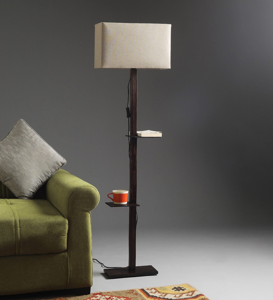 modern wood square floor lamp