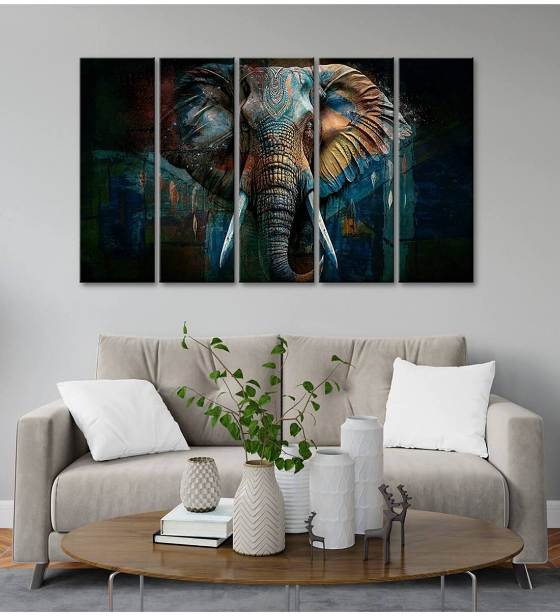 Buy Elephant Face Art With Abstract Effect Background Modern Art Art ...