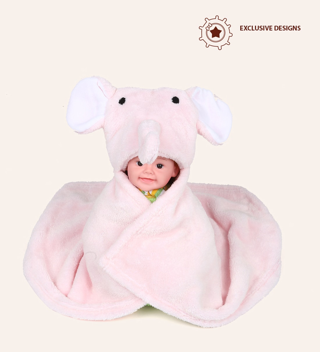 Buy Elephant Hooded Baby Blanket in Pink by Bacati at 40% OFF by