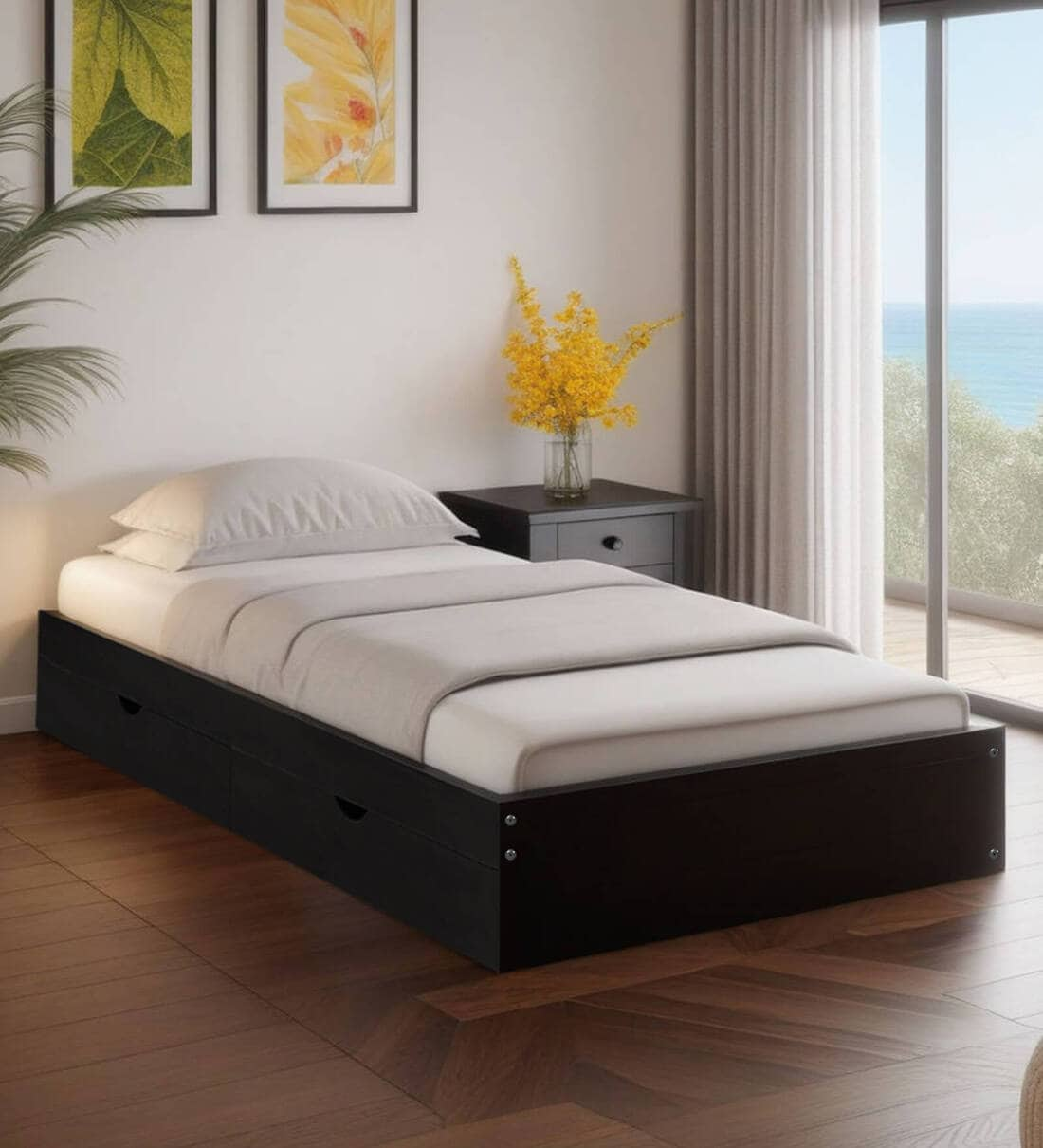 Buy Maya Single Bed In Dark Wenge Finish With Drawer Storage at 50% OFF ...