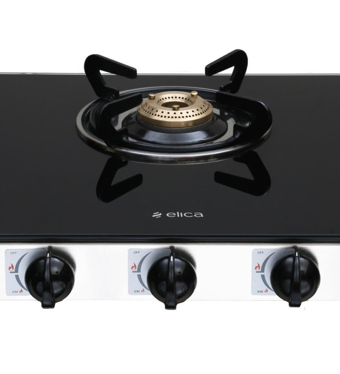 elica glass 3 burner gas stove