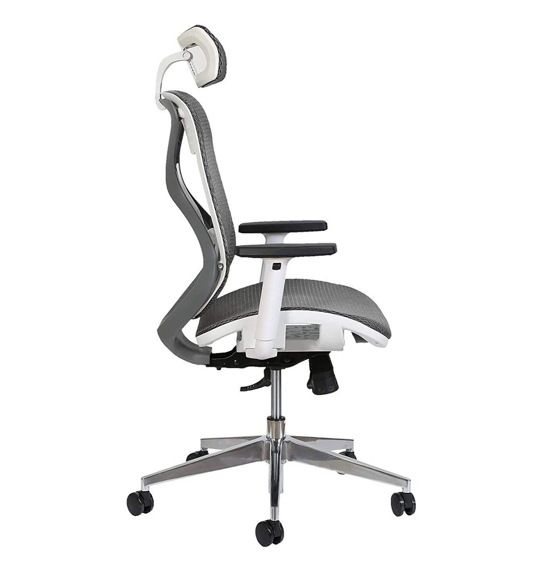 Buy Elira High Back Ergonomic Chair In White & Grey Colour By