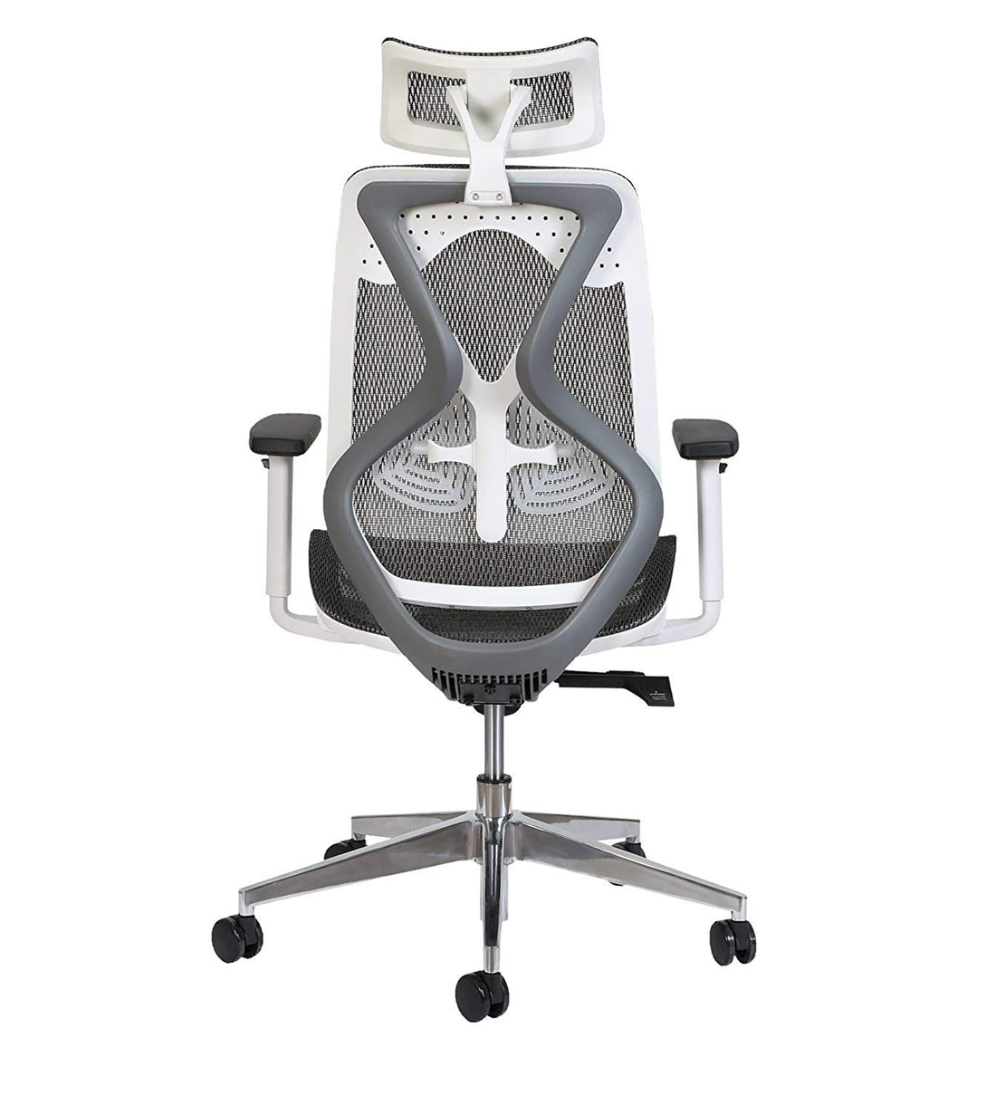 Buy Elira High Back Ergonomic Chair In White & Grey Colour By